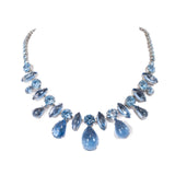 Light Blue Cabochon Rhinestone Necklace vintage - Rhinestone Rosie