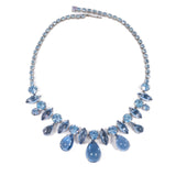 Light Blue Cabochon Rhinestone Necklace vintage - Rhinestone Rosie