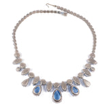 Light Blue Cabochon Rhinestone Necklace vintage - Rhinestone Rosie