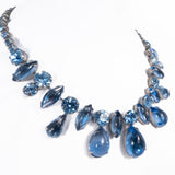 Light Blue Cabochon Rhinestone Necklace vintage - Rhinestone Rosie