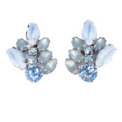 Light Blue Glass Leaf Earrings