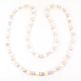 Blue Lace Agate and Mother of Pearl Bead Necklace vintage - Rhinestone Rosie