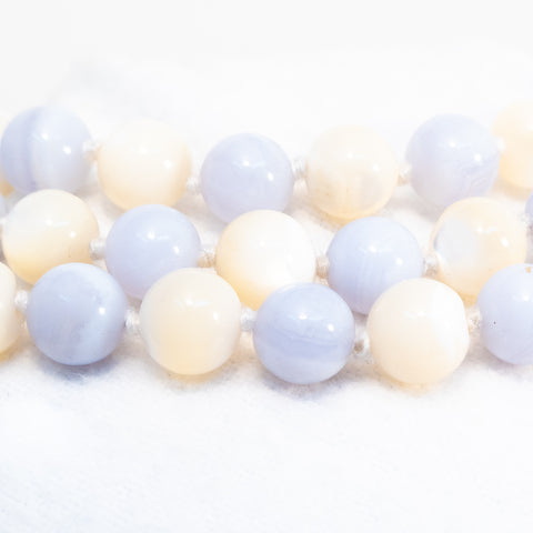 Blue Lace Agate and Mother of Pearl Bead Necklace