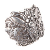 Butterfly / Moth Belt Buckle silver chinese? vintage - Rhinestone Rosie