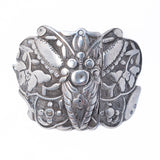 Butterfly / Moth Belt Buckle silver chinese? vintage - Rhinestone Rosie