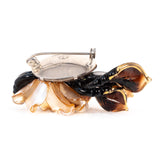 Pearl, Brown and Gold Venetian Glass Flower Brooch vintage - Rhinestone Rosie