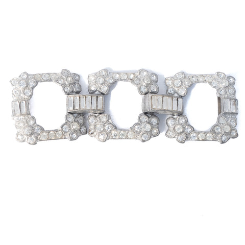 Rhinestone Art Deco Buckle with Flowers