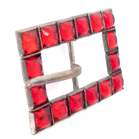 Red Rhinestone Buckle Czechoslovakia
