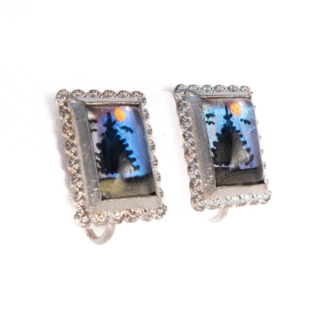 Butterfly Wing Earrings Rectangle vintage - Rhinestone Rosie