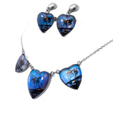 Butterfly Wing Heart Shaped Necklace and Earring Set vintage - Rhinestone Rosie