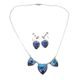 Butterfly Wing Heart Shaped Necklace and Earring Set vintage - Rhinestone Rosie