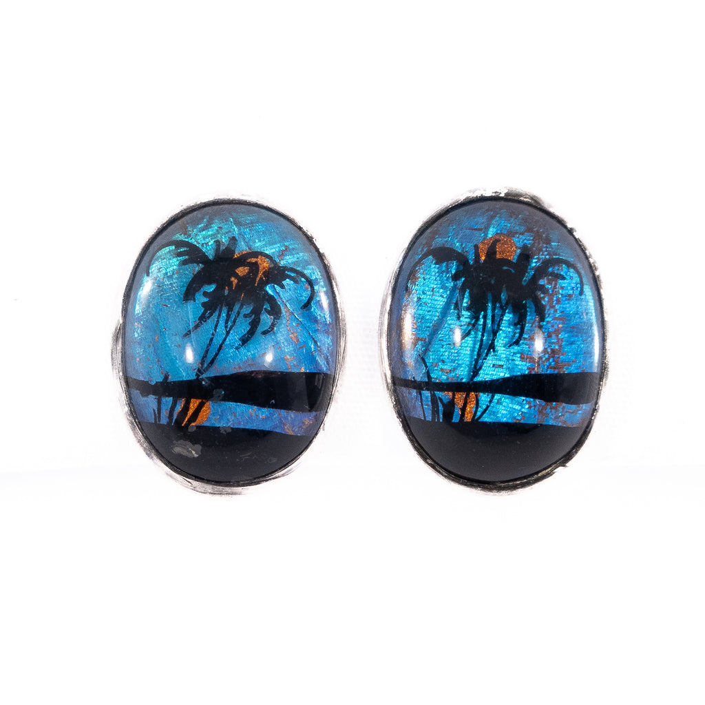 Butterfly Wing Earrings Oval vintage - Rhinestone Rosie
