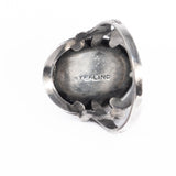 Butterfly Wing Ring with Palm Tree in Sterling Silver vintage - Rhinestone Rosie