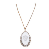 Crystal Glass Cameo Necklace with Marcasite vintage - Rhinestone Rosie