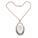 Crystal Glass Cameo Necklace with Marcasite vintage - Rhinestone Rosie