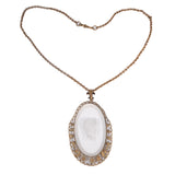 Crystal Glass Cameo Necklace with Marcasite vintage - Rhinestone Rosie