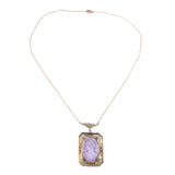 Purple Glass Cameo Necklace vintage - Rhinestone Rosie