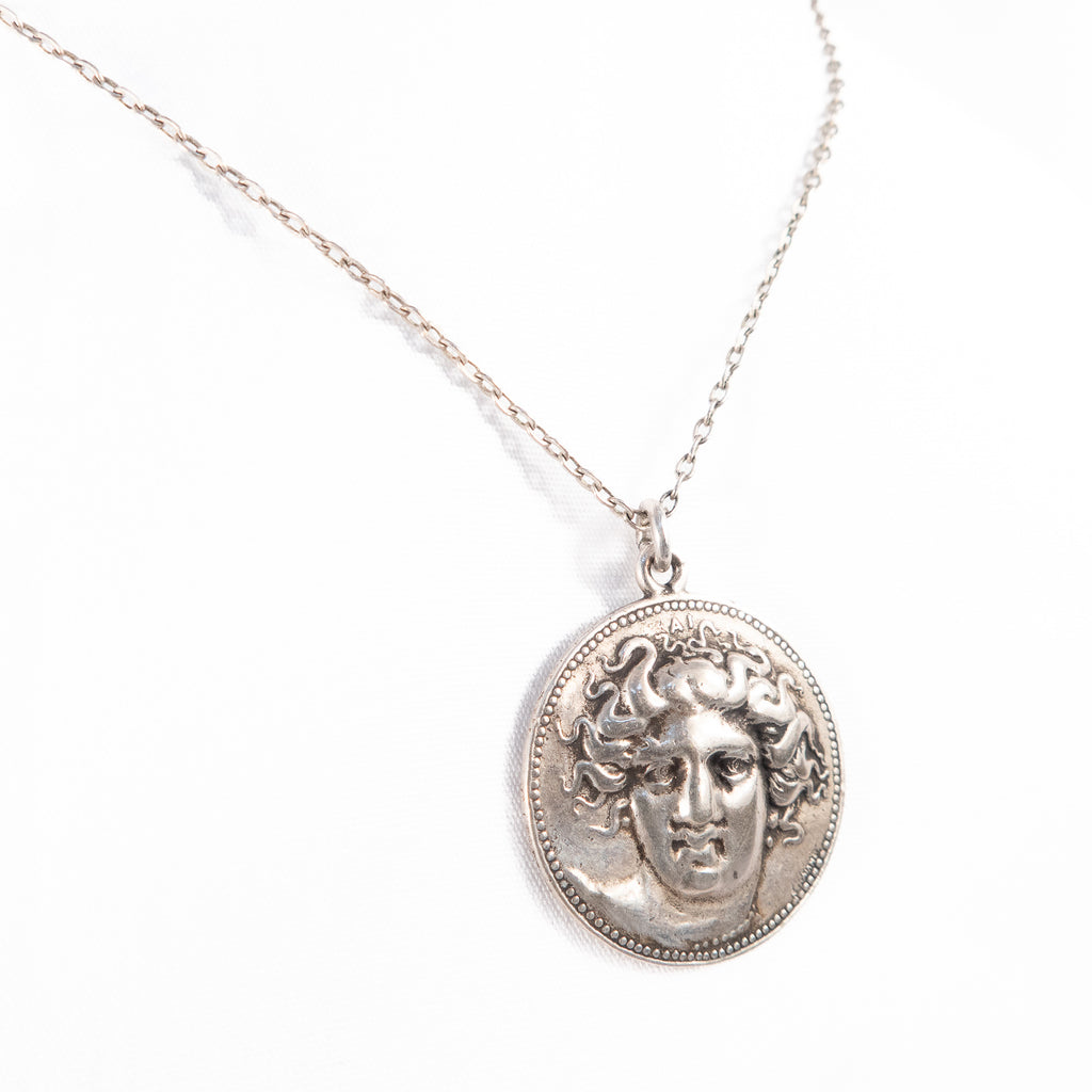 Larissa Coin Necklace Silver vintage - Rhinestone Rosie