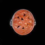 Carved Carnelian Ring 14kt vintage - Rhinestone Rosie