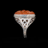 Carved Carnelian Ring 14kt vintage - Rhinestone Rosie