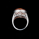 Carved Carnelian Ring 14kt vintage - Rhinestone Rosie