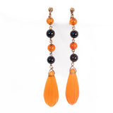 Carnelian and Black Onyx Earrings 9ct vintage - Rhinestone Rosie