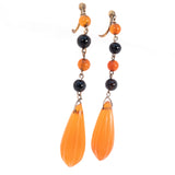 Carnelian and Black Onyx Earrings 9ct vintage - Rhinestone Rosie