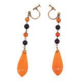 Carnelian and Black Onyx Earrings 9ct vintage - Rhinestone Rosie