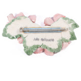 Pink Flower Brooch Ceramic June deRouche vintage - Rhinestone Rosie