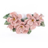 Pink Flower Brooch Ceramic June deRouche vintage - Rhinestone Rosie