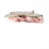 Pink Flower Brooch Ceramic June deRouche vintage - Rhinestone Rosie