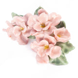 Pink Flower Brooch Ceramic June deRouche vintage - Rhinestone Rosie