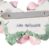 Pink Flower Brooch Ceramic June deRouche vintage - Rhinestone Rosie