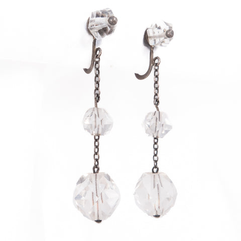 Crystal Dangle Earrings Sterling Silver