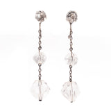 Stationed Crystal Dangle Sterling Silver Earrings vintage - Rhinestone Rosie