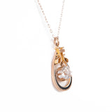 Crystal and Enamel Necklace 10kt antique - Rhinestone Rosie