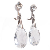 Pear Shaped Crystal Drop Earrings silver vintage - Rhinestone Rosie