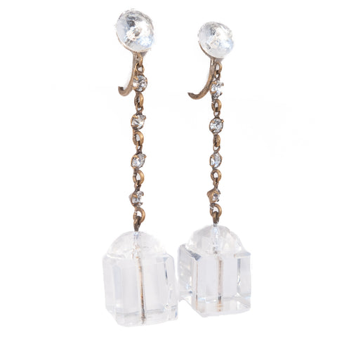 Crystal and Rhinestone Chain Dangle Earrings