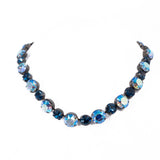 Dark Blue Aurora Borealis Rhinestone Necklace Austria vintage - Rhinestone Rosie