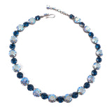 Dark Blue Aurora Borealis Rhinestone Necklace Austria vintage - Rhinestone Rosie