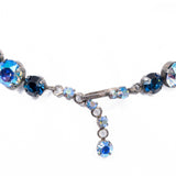 Dark Blue Aurora Borealis Rhinestone Necklace Austria vintage - Rhinestone Rosie