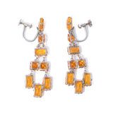 Art Deco Matte Glass Earrings Germany vintage - Rhinestone Rosie