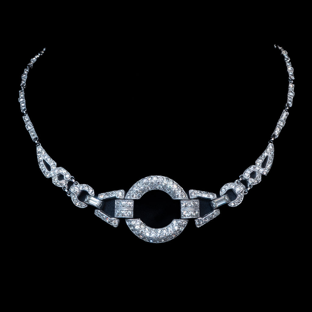Rhinestone Art Deco Necklace vintage - Rhinestone Rosie