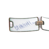 Pink, Blue, Tan Fused Glass Copper Necklace by K. Denning vintage - Rhinestone Rosie