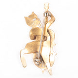Musical Cat Figure Cello Brooch handmade vintage - Rhinestone Rosie