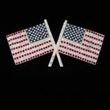 Celluloid Double Flag Brooch rhinestone vintage - Rhinestone Rosie