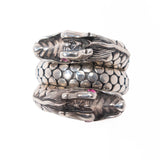 Naga Dragon Coil Ring Sterling Silver with Ruby Eyes by John Hardy Legends vintage - Rhinestone Rosie