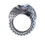 Naga Dragon Coil Ring Sterling Silver with Ruby Eyes by John Hardy Legends vintage - Rhinestone Rosie