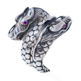 Naga Dragon Coil Ring Sterling Silver with Ruby Eyes by John Hardy Legends vintage - Rhinestone Rosie