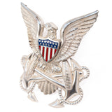 WWII Navy Officers Cap Badge Sterling Silver by Vanguard vintage - Rhinestone Rosie